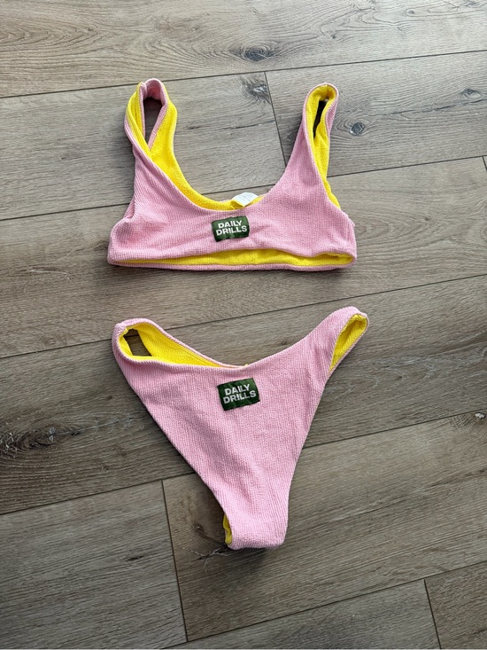 Daily Drills Other - Daily Drills Pink & Yellow Reversible Bikini Set